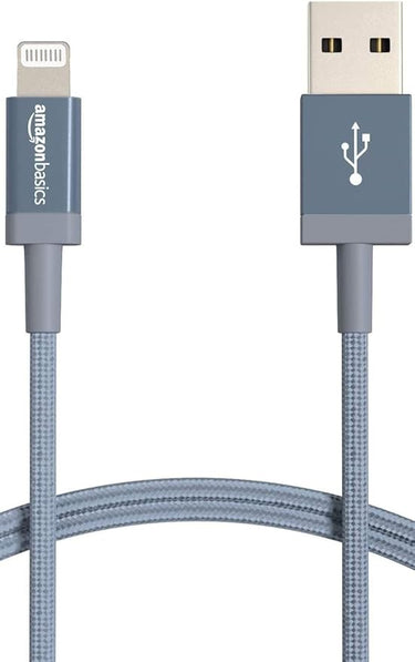 Amazon Basics Verbindungskabel Lightning auf USB-A, Nylon-umflochten, MFi-zertifiziertes Ladekabel für iPhone, dunkelgrau, 1.8 m